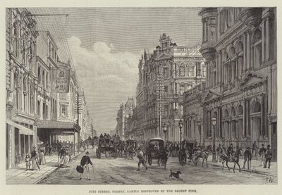 Pitt Street, Sydney, partiellement détruite par le récent incendie - Frank Watkins